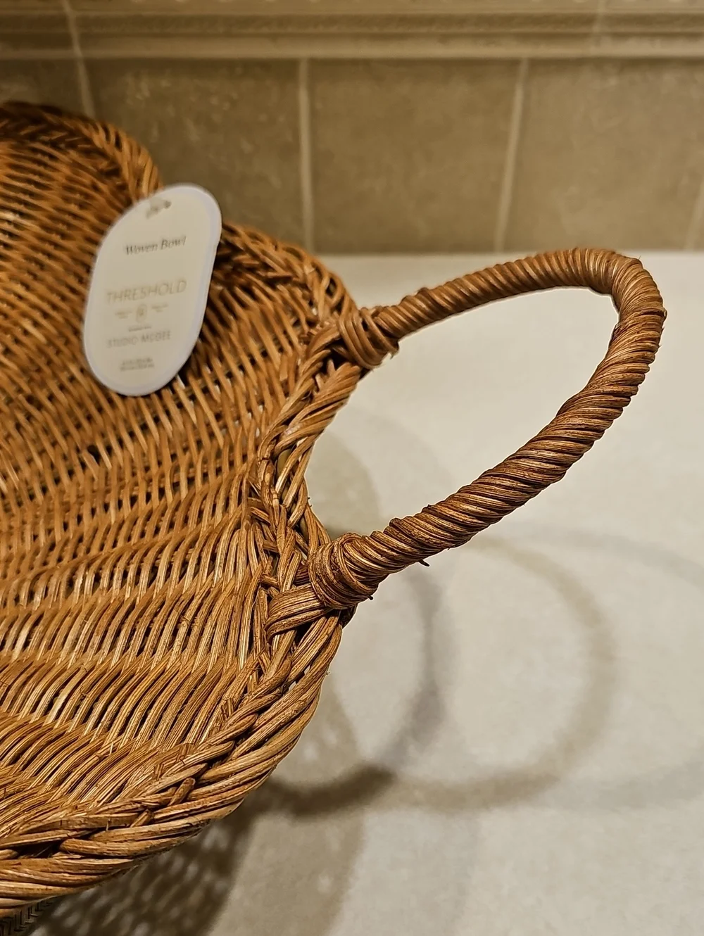 Scallop Woven Shallow Wicker Basket Bowl - Threshold designed with Studio McGee